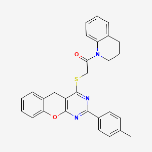 molecular formula C29H25N3O2S B2409260 1-(3,4-dihydroquinolin-1(2H)-yl)-2-((2-(p-tolyl)-5H-chromeno[2,3-d]pyrimidin-4-yl)thio)ethanone CAS No. 895651-38-4
