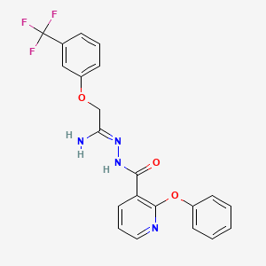 molecular formula C21H17F3N4O3 B2409268 2-phenoxy-N'-{2-[3-(trifluoromethyl)phenoxy]ethanimidoyl}nicotinohydrazide CAS No. 337928-98-0