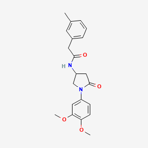 molecular formula C21H24N2O4 B2409271 N-(1-(3,4-二甲氧苯基)-5-氧代吡咯烷-3-基)-2-(间甲苯基)乙酰胺 CAS No. 900997-41-3
