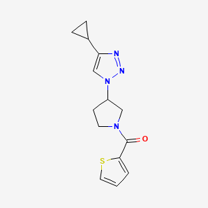 molecular formula C14H16N4OS B2409272 (3-(4-cyclopropyl-1H-1,2,3-triazol-1-yl)pyrrolidin-1-yl)(thiophen-2-yl)methanone CAS No. 2034293-62-2