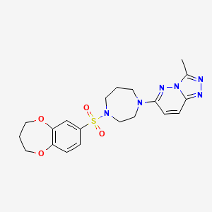 molecular formula C20H24N6O4S B2409290 6-[4-(3,4-Dihydro-2H-1,5-benzodioxepin-7-ylsulfonyl)-1,4-diazepan-1-yl]-3-methyl-[1,2,4]triazolo[4,3-b]pyridazine CAS No. 2309746-62-9