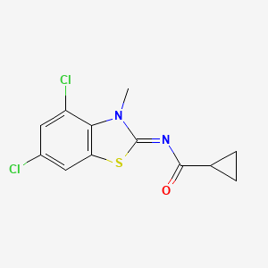 molecular formula C12H10Cl2N2OS B2409303 N-(4,6-dichloro-3-methyl-1,3-benzothiazol-2-ylidene)cyclopropanecarboxamide CAS No. 868370-05-2