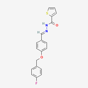 molecular formula C19H15FN2O2S B2409333 N'-((E)-{4-[(4-fluorobenzyl)oxy]phenyl}methylidene)-2-thiophenecarbohydrazide CAS No. 331461-72-4
