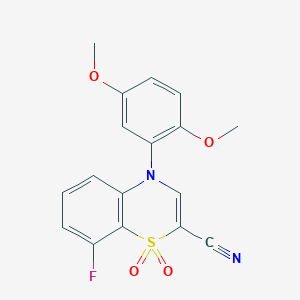 molecular formula C17H13FN2O4S B2409346 4-(2,5-dimethoxyphenyl)-8-fluoro-4H-1,4-benzothiazine-2-carbonitrile 1,1-dioxide CAS No. 1206988-38-6