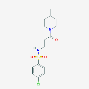 molecular formula C15H21ClN2O3S B240937 4-Chloro-N-[3-(4-methyl-piperidin-1-yl)-3-oxo-propyl]-benzenesulfonamide 
