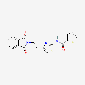 molecular formula C18H13N3O3S2 B2409378 N-[4-[2-(1,3-二氧代异吲哚-2-基)乙基]-1,3-噻唑-2-基]噻吩-2-甲酰胺 CAS No. 866041-02-3