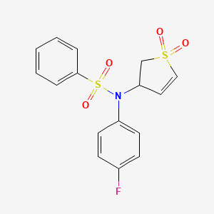 molecular formula C16H14FNO4S2 B2409387 4-[(4-氟苯基)(苯磺酰)氨基]-4,5-二氢噻吩-1,1-二酮 CAS No. 327067-19-6