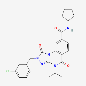 molecular formula C25H26ClN5O3 B2409398 2-(3-氯苄基)-N-环戊基-4-异丙基-1,5-二氧代-1,2,4,5-四氢-[1,2,4]三唑并[4,3-a]喹唑啉-8-甲酰胺 CAS No. 1105230-26-9