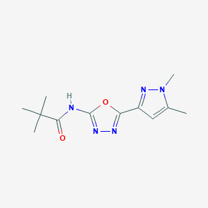 molecular formula C12H17N5O2 B2409416 N-(5-(1,5-dimethyl-1H-pyrazol-3-yl)-1,3,4-oxadiazol-2-yl)pivalamide CAS No. 1171412-47-7