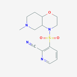 molecular formula C14H18N4O3S B2409421 3-[(6-Methyl-3,4a,5,7,8,8a-hexahydro-2H-pyrido[4,3-b][1,4]oxazin-4-yl)sulfonyl]pyridine-2-carbonitrile CAS No. 2103655-38-3