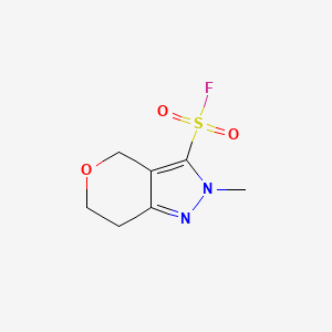 molecular formula C7H9FN2O3S B2409423 2-Methyl-6,7-dihydro-4H-pyrano[4,3-c]pyrazole-3-sulfonyl fluoride CAS No. 2305253-62-5