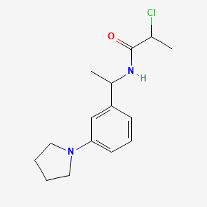 molecular formula C15H21ClN2O B2409426 2-Chloro-N-[1-(3-pyrrolidin-1-ylphenyl)ethyl]propanamide CAS No. 2411285-69-1