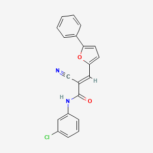 molecular formula C20H13ClN2O2 B2409429 (2E)-N-(3-chlorophenyl)-2-cyano-3-(5-phenylfuran-2-yl)prop-2-enamide CAS No. 304896-17-1
