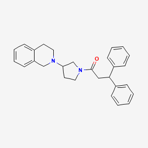molecular formula C28H30N2O B2409447 1-(3-(3,4-dihydroisoquinolin-2(1H)-yl)pyrrolidin-1-yl)-3,3-diphenylpropan-1-one CAS No. 2034526-93-5
