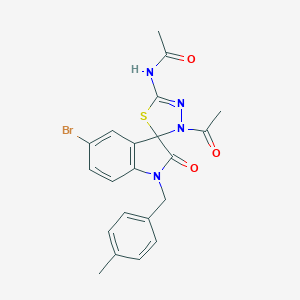 molecular formula C21H19BrN4O3S B240945 N-[3'-acetyl-5-bromo-1-(4-methylbenzyl)-2-oxo-1,2-dihydro-3'H-spiro[indole-3,2'-[1,3,4]thiadiazol]-5'-yl]acetamide 