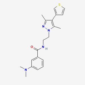 molecular formula C20H24N4OS B2409451 N-(2-(3,5-dimethyl-4-(thiophen-3-yl)-1H-pyrazol-1-yl)ethyl)-3-(dimethylamino)benzamide CAS No. 2034357-67-8