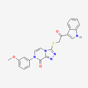 molecular formula C22H17N5O3S B2409453 3-((2-(1H-indol-3-yl)-2-oxoethyl)thio)-7-(3-methoxyphenyl)-[1,2,4]triazolo[4,3-a]pyrazin-8(7H)-one CAS No. 1189986-52-4