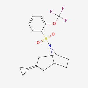 molecular formula C17H18F3NO3S B2409455 (1R,5S)-3-cyclopropylidene-8-((2-(trifluoromethoxy)phenyl)sulfonyl)-8-azabicyclo[3.2.1]octane CAS No. 2309602-71-7