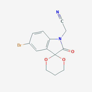 molecular formula C13H11BrN2O3 B240946 (5'-bromo-2'-oxospiro[1,3-dioxane-2,3'-indol]-1'(2'H)-yl)acetonitrile 