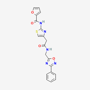 molecular formula C19H15N5O4S B2409469 N-(4-(2-oxo-2-(((3-苯基-1,2,4-恶二唑-5-基)甲基)氨基)乙基)噻唑-2-基)呋喃-2-甲酰胺 CAS No. 1203352-57-1