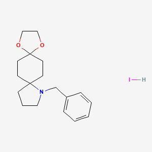 molecular formula C18H26INO2 B2409493 9-苄基-1,4-二氧杂-9-氮杂二螺[4.2.4.2]十四烷氢碘酸盐 CAS No. 1630906-38-5