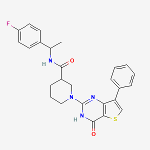 molecular formula C26H25FN4O2S B2409499 N-[1-(4-氟苯基)乙基]-1-(4-氧代-7-苯基-3,4-二氢噻吩并[3,2-d]嘧啶-2-基)哌啶-3-甲酰胺 CAS No. 1242909-91-6
