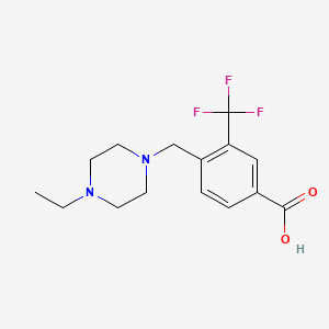 molecular formula C15H19F3N2O2 B2409508 4-[(4-乙基哌嗪-1-基)甲基]-3-(三氟甲基)苯甲酸 CAS No. 887565-40-4