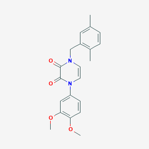 molecular formula C21H22N2O4 B2409517 1-(3,4-Dimethoxyphenyl)-4-[(2,5-dimethylphenyl)methyl]pyrazine-2,3-dione CAS No. 898419-24-4