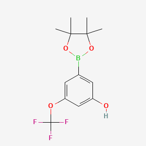 molecular formula C13H16BF3O4 B2409520 3-(四甲基-1,3,2-二氧杂硼环-2-基)-5-(三氟甲氧基)苯酚 CAS No. 2377606-48-7