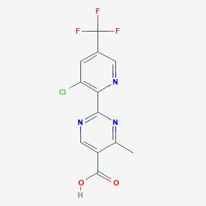molecular formula C12H7ClF3N3O2 B2409523 2-[3-Chloro-5-(trifluoromethyl)pyridin-2-yl]-4-methylpyrimidine-5-carboxylic acid CAS No. 2062071-97-8