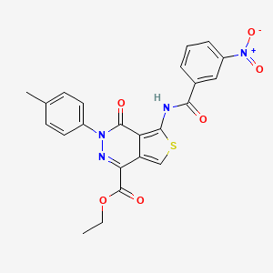 molecular formula C23H18N4O6S B2409525 3-(4-甲基苯基)-5-[(3-硝基苯甲酰)氨基]-4-氧代噻吩并[3,4-d]嘧啶-1-羧酸乙酯 CAS No. 851948-39-5