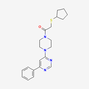 molecular formula C21H26N4OS B2409533 2-(Cyclopentylthio)-1-(4-(6-phenylpyrimidin-4-yl)piperazin-1-yl)ethanone CAS No. 1351634-36-0