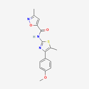 molecular formula C16H15N3O3S B2409536 N-[4-(4-甲氧苯基)-5-甲基-1,3-噻唑-2-基]-3-甲基-1,2-恶唑-5-甲酰胺 CAS No. 924221-35-2