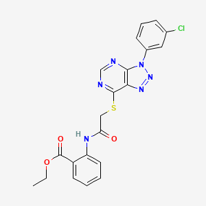 molecular formula C21H17ClN6O3S B2409556 2-(2-((3-(3-氯苯基)-3H-[1,2,3]三唑并[4,5-d]嘧啶-7-基)硫代)乙酰氨基)苯甲酸乙酯 CAS No. 896678-75-4
