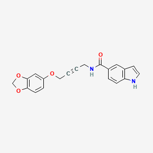 molecular formula C20H16N2O4 B2409580 N-(4-(benzo[d][1,3]dioxol-5-yloxy)but-2-yn-1-yl)-1H-indole-5-carboxamide CAS No. 1448037-98-6