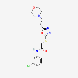 molecular formula C17H21ClN4O3S B2409586 N-(3-chloro-4-methylphenyl)-2-((5-(2-morpholinoethyl)-1,3,4-oxadiazol-2-yl)thio)acetamide CAS No. 923244-43-3