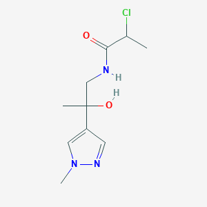 molecular formula C10H16ClN3O2 B2409589 2-Chloro-N-[2-hydroxy-2-(1-methylpyrazol-4-yl)propyl]propanamide CAS No. 2411283-23-1