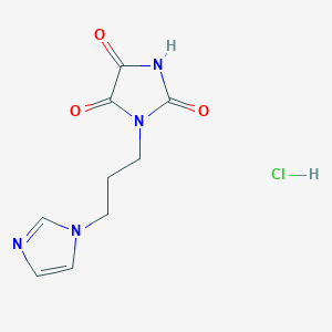 molecular formula C9H11ClN4O3 B2409593 1-[3-(1H-imidazol-1-yl)propyl]imidazolidine-2,4,5-trione hydrochloride CAS No. 1394703-37-7
