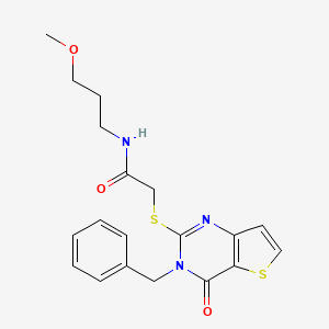 molecular formula C19H21N3O3S2 B2409595 2-({3-benzyl-4-oxo-3H,4H-thieno[3,2-d]pyrimidin-2-yl}sulfanyl)-N-(3-methoxypropyl)acetamide CAS No. 1252820-15-7