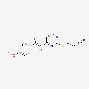 molecular formula C16H15N3OS B2409597 3-[4-[(E)-2-(4-甲氧基苯基)乙烯基]嘧啶-2-基]硫代丙腈 CAS No. 339278-41-0