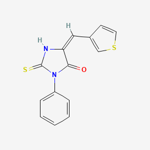 molecular formula C14H10N2OS2 B2409606 （5E）-2-巯基-3-苯基-5-(3-噻吩基亚甲基)-3,5-二氢-4H-咪唑-4-酮 CAS No. 890273-20-8