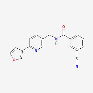 molecular formula C18H13N3O2 B2409614 3-ciano-N-((6-(furan-3-il)piridin-3-il)metil)benzamida CAS No. 2034464-14-5