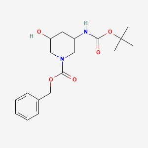 molecular formula C18H26N2O5 B2409617 苯甲基3-((叔丁氧羰基)氨基)-5-羟基哌啶-1-羧酸盐 CAS No. 1785642-46-7