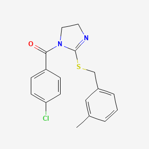 (4-Chlorophenyl)-[2-[(3-methylphenyl)methylsulfanyl]-4,5-dihydroimidazol-1-yl]methanone