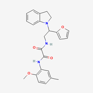 molecular formula C24H25N3O4 B2409624 N1-(2-(furan-2-yl)-2-(indolin-1-yl)ethyl)-N2-(2-methoxy-5-methylphenyl)oxalamide CAS No. 898416-46-1