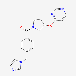 molecular formula C19H19N5O2 B2409628 (4-((1H-imidazol-1-yl)methyl)phenyl)(3-(pyrimidin-4-yloxy)pyrrolidin-1-yl)methanone CAS No. 2034390-47-9