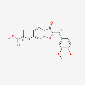 molecular formula C21H20O7 B2409631 (Z)-methyl 2-((2-(3,4-dimethoxybenzylidene)-3-oxo-2,3-dihydrobenzofuran-6-yl)oxy)propanoate CAS No. 859139-07-4