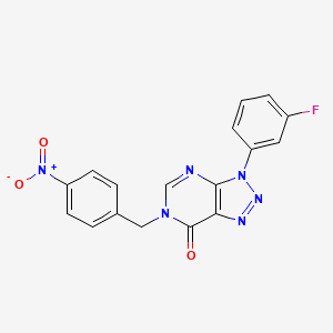 molecular formula C17H11FN6O3 B2409632 3-(3-氟苯基)-6-[(4-硝基苯基)甲基]三唑并[4,5-d]嘧啶-7-酮 CAS No. 893936-22-6