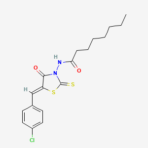 molecular formula C18H21ClN2O2S2 B2409633 (Z)-N-(5-(4-chlorobenzylidene)-4-oxo-2-thioxothiazolidin-3-yl)octanamide CAS No. 303056-04-4