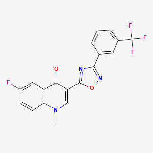 molecular formula C19H11F4N3O2 B2409635 6-氟-1-甲基-3-(3-(3-(三氟甲基)苯基)-1,2,4-恶二唑-5-基)喹啉-4(1H)-酮 CAS No. 1081133-23-4